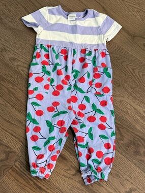 Hanna Andersson 2T Mixie Romper Cherry Stripes Print